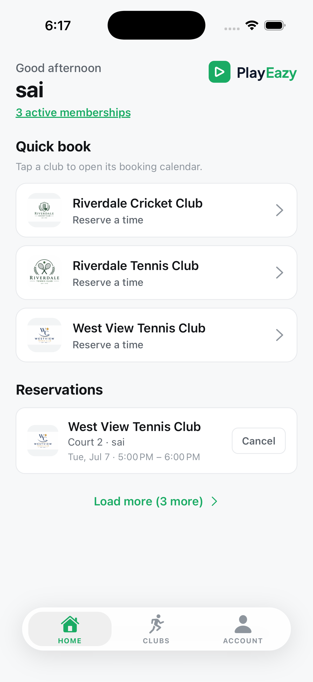 PlayEazy app showing your membership wallet